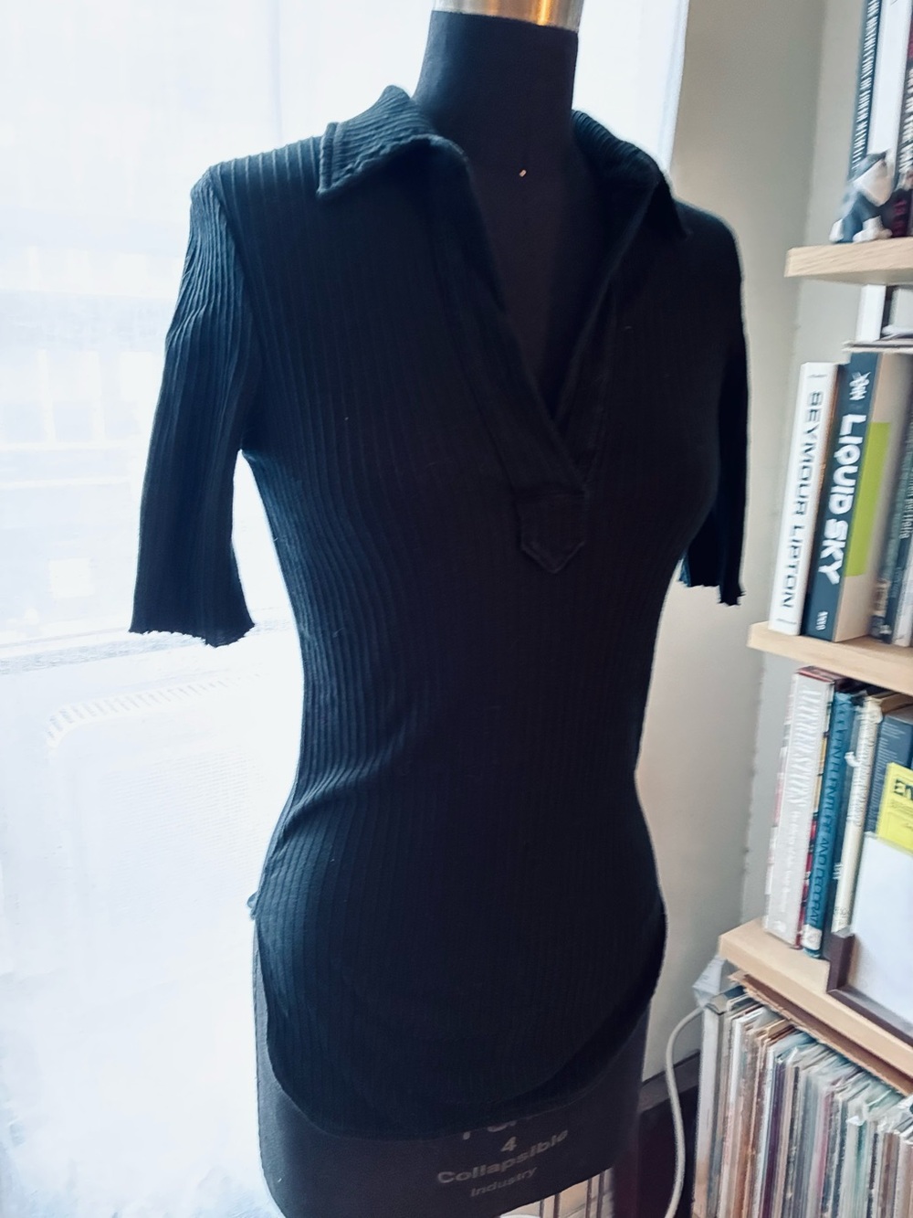 Helmut Lang Y2K knit polo ribbed size XS-black - Picture 2 of 7